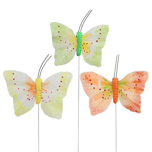 Floristik24 Dekorativa fjärilar på trådfärgade 8,5 cm 12st