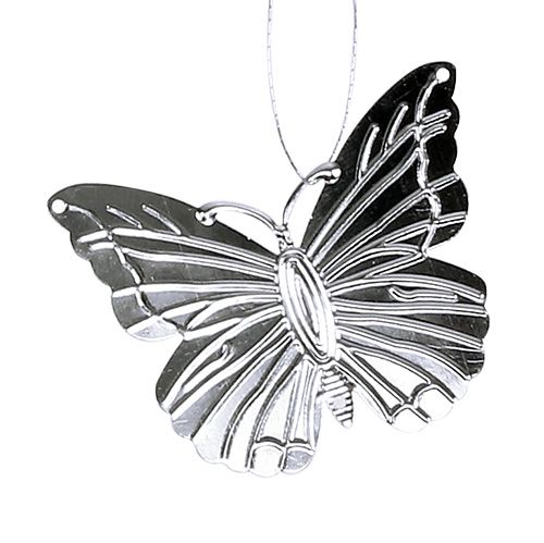 Floristik24 Dekorativa fjärilar för att hänga silver 5 cm 36 st