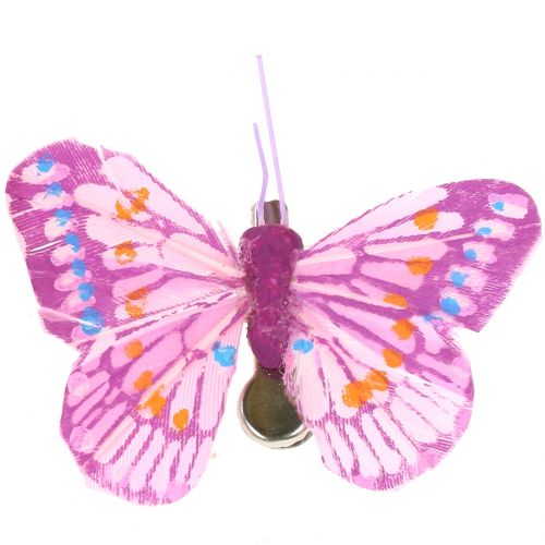 Artikel Dekorativa fjärilar på klippet blandade färger 6 cm 24 st