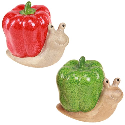 Artikel Dekorationssniglar keramisk peppar röd grön H10cm 2 st