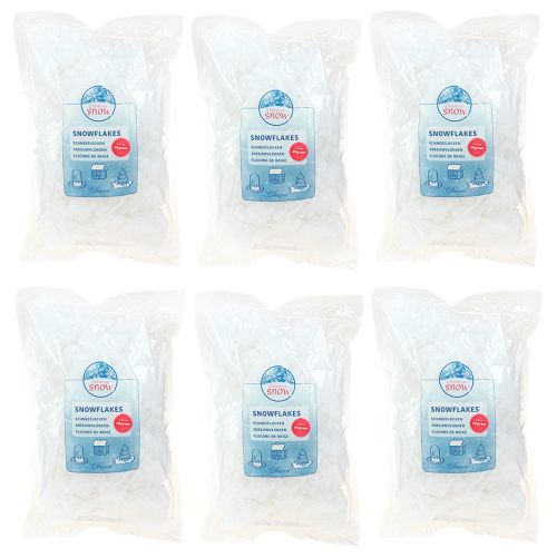 Artikel Dekorativa snöflingor, konstgjord snö, fluffig, 40g × 6 stycken