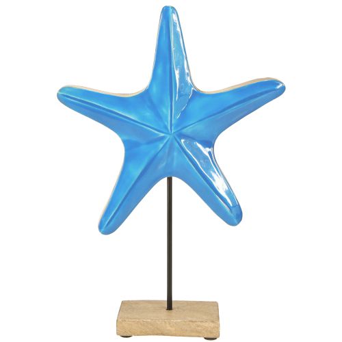 Artikel Dekorativ sjöstjärna på basträ naturblå Ø22cm H32cm