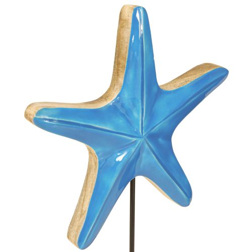 Artikel Dekorativ sjöstjärna på basträ naturblå Ø22cm H32cm