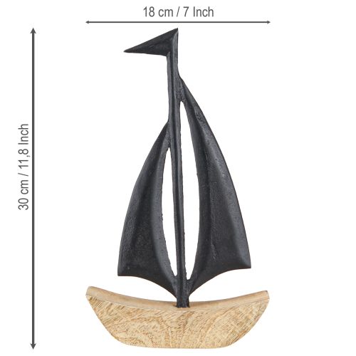 Artikel Dekorativ segelbåt trämetall i natursvart H30,5cm