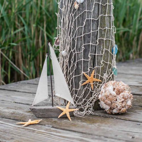 Floristik24 Dekorativ segelbåt av trä, maritim dekoration, dekorativt skepp shabby chic, naturliga färger, vit H29cm L18cm