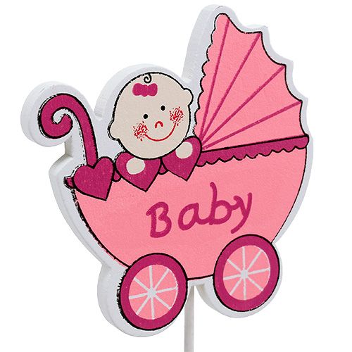 Floristik24 Dekorativ pluggvagn 6cm rosa, blå 16 st