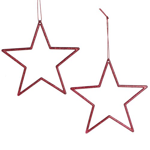 Dekorativ stjärnröd julgranspynt glitter Ø12cm 12 st