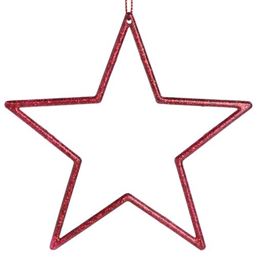 Artikel Dekorativ stjärnröd julgranspynt glitter Ø12cm 12 st