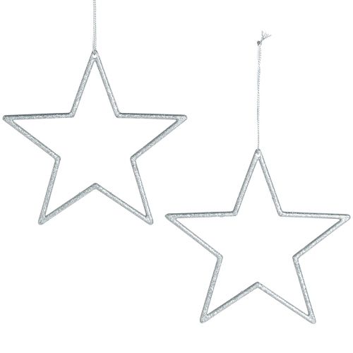 Artikel Dekorativ stjärna silver julgranspynt glitter Ø12cm 12 st