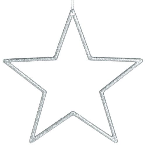 Artikel Dekorativ stjärna silver julgranspynt glitter Ø12cm 12 st