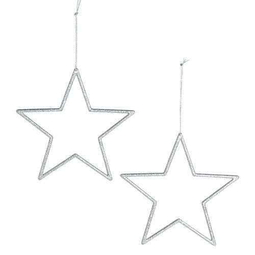 Artikel Dekorativ stjärna silver julgranspynt glitter Ø12cm 12 st