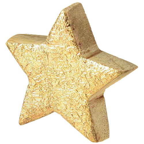 Artikel Dekorativa stjärnor trästjärnor guld naturlig mangoträ Ø5cm 12 st