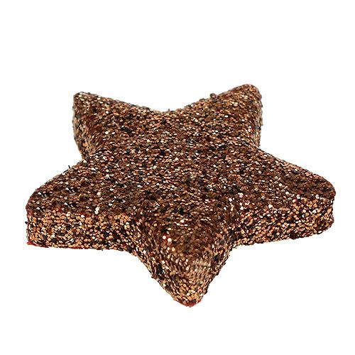 Floristik24 Deco stjärnor mini 2,5 cm koppar, glimmer 100st