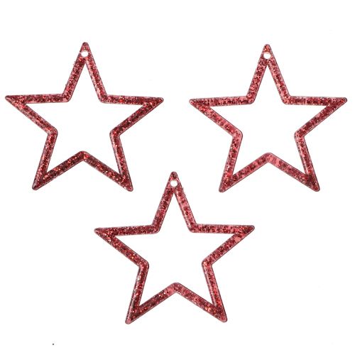 Dekorstjärnor rött glitter små julstjärnor 4,5cm 120 st
