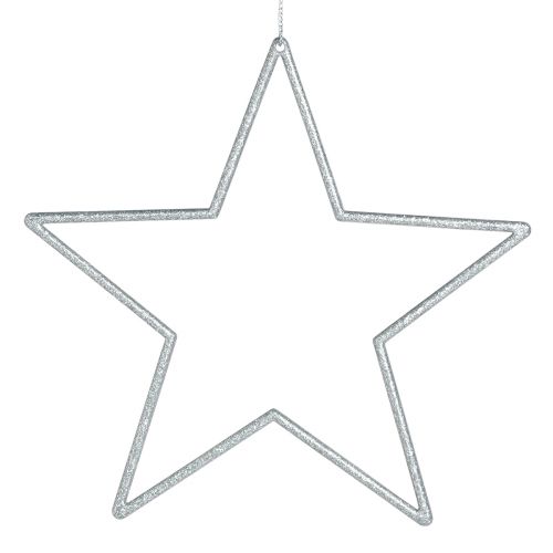 Artikel Dekorstjärnor silver julgranspynt med glitter 18cm 8 st