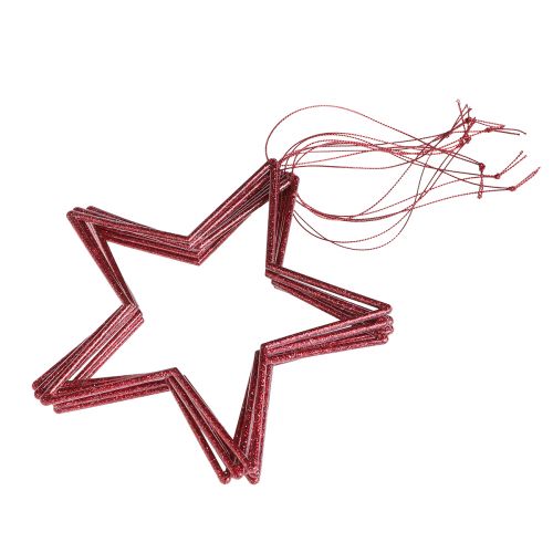Artikel Dekorstjärnor med glitterröda stjärnor för upphängning 18cm 8 st