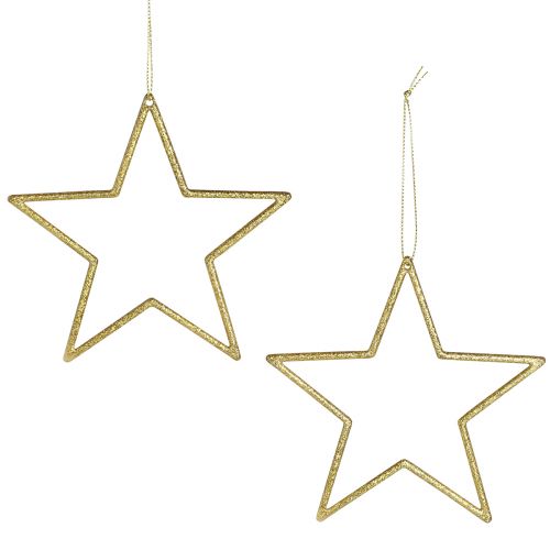 Artikel Dekorstjärnor för upphängning av träddekorationer guld Ø12cm 12 st