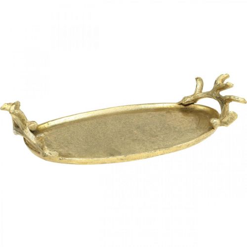 Floristik24 Dekorativ bricka guld hjorthorn vintage bricka oval L35×B17cm