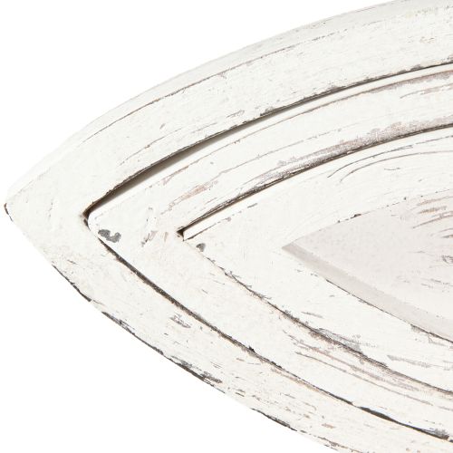 Artikel Dekorativ bricka Träfisk Vit Naturlig L30/40/50cm Set om 3