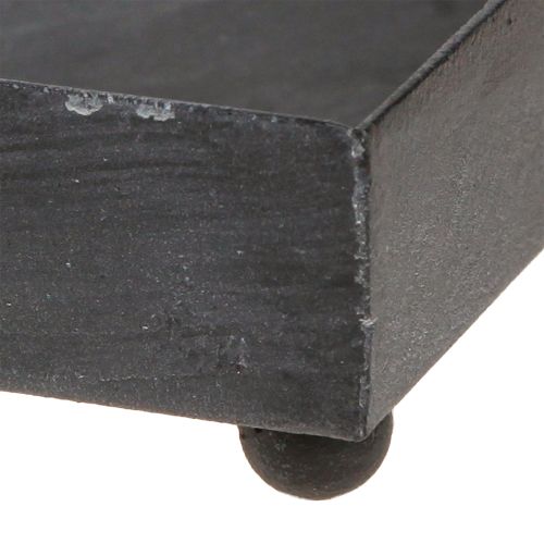 Artikel Dekorativ bricka metall svart grå tvättad 15×15cm 2 st