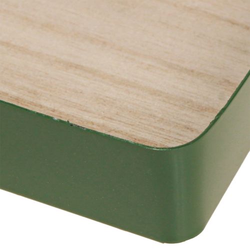 Artikel Dekorativ bricka metall fyrkantig grön träbotten 25,5×25,5 cm