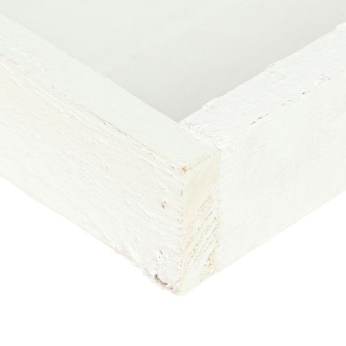 Artikel Dekorativ bricka avlång träbricka vit shabby 42×14×3cm 3st