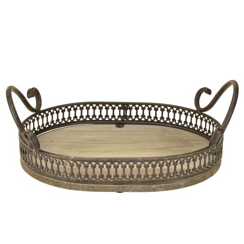 Artikel Dekorativ bricka oval 23cm x 17,5cm x 7,5cm brun