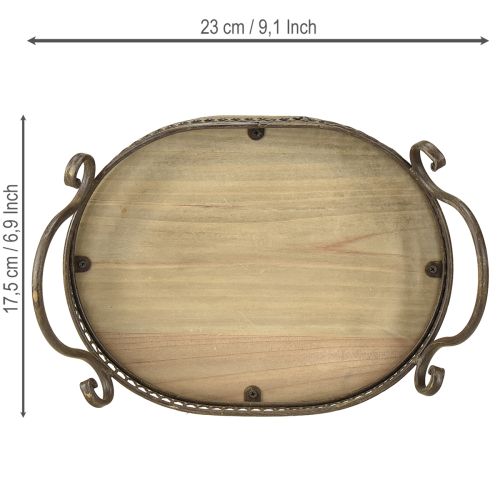 Artikel Dekorativ bricka oval 23cm x 17,5cm x 7,5cm brun