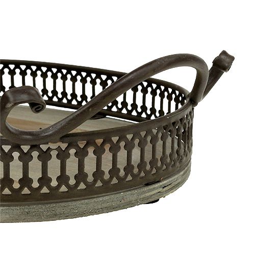 Artikel Dekorativ bricka oval 23cm x 17,5cm x 7,5cm brun