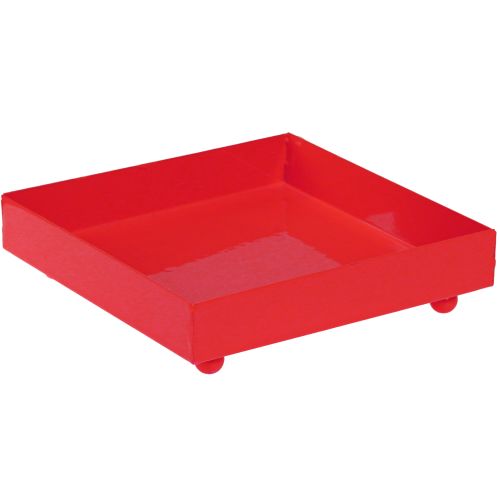Dekorativ bricka fyrkantig röd metallbricka 15×15 cm 2 st