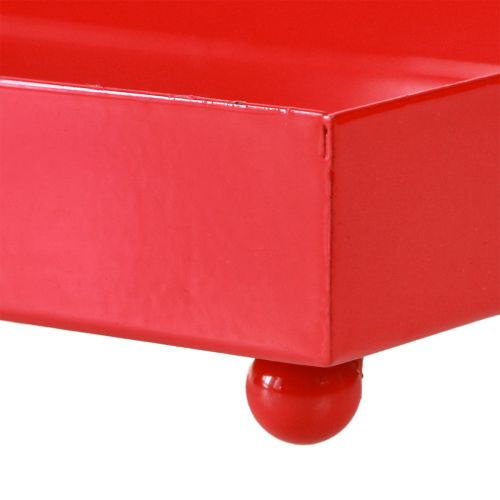 Artikel Dekorativ bricka rektangulär röd metallbricka med fötter 30×15 cm