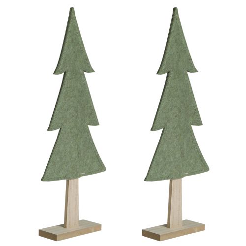 Artikel Dekorativ julgran filt grön med hjärtstjärnor H52cm 2st