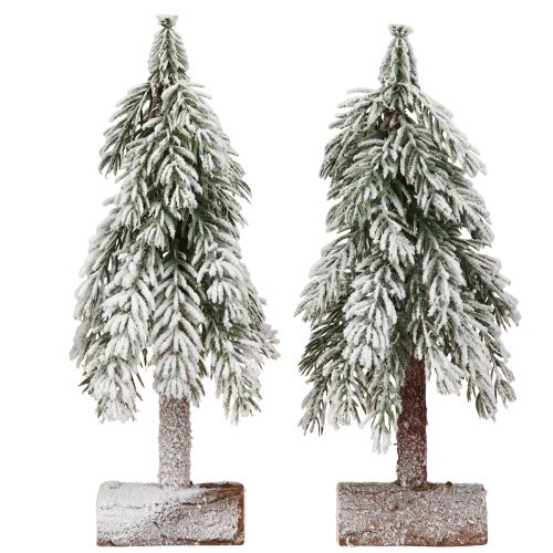 Artikel Dekorativ julgran med konstsnö på bas 30cm 2st