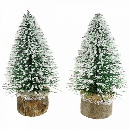 Floristik24 Juldekoration, dekorativ julgran, mini grön gran med snö H15cm Ø9,5cm 6 st