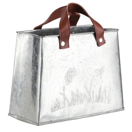 Artikel Dekorativ påse silver vit brun metall växtkruka L22cm 2st