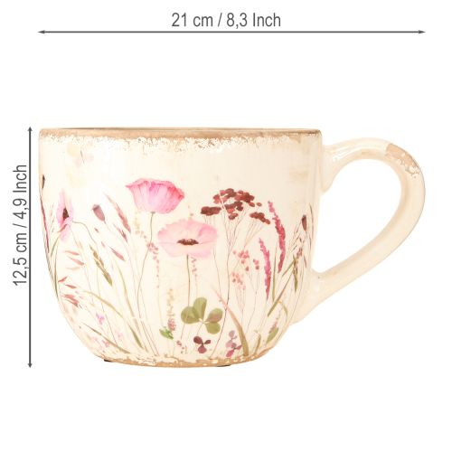 Artikel Dekorativ kopp keramisk vallmo krackelerad krämfärgad 15cm×12,5cm