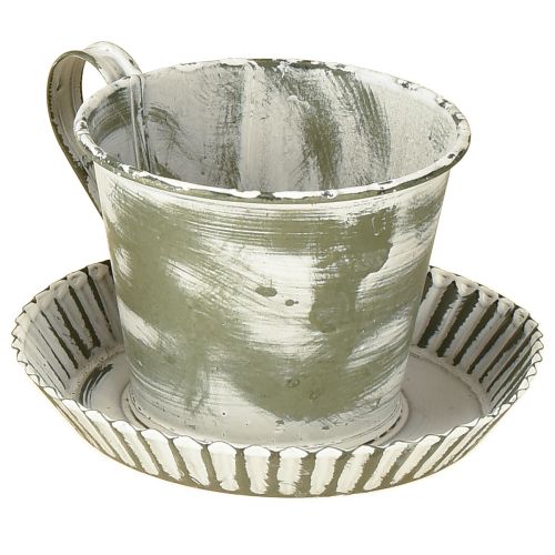 Dekorativ kopp metall vitkalkad antik Ø9cm H8cm 2st