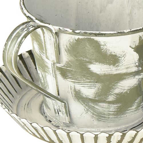 Artikel Dekorativ kopp metall vitkalkad antik Ø9cm H8cm 2st