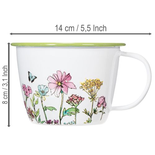 Dekorativ kopp, emaljerad kruka, Ø11cm H8cm | Floristik24.se