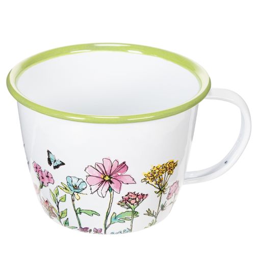 Dekorativ kopp, emaljerad kruka, Ø11cm H8cm | Floristik24.se
