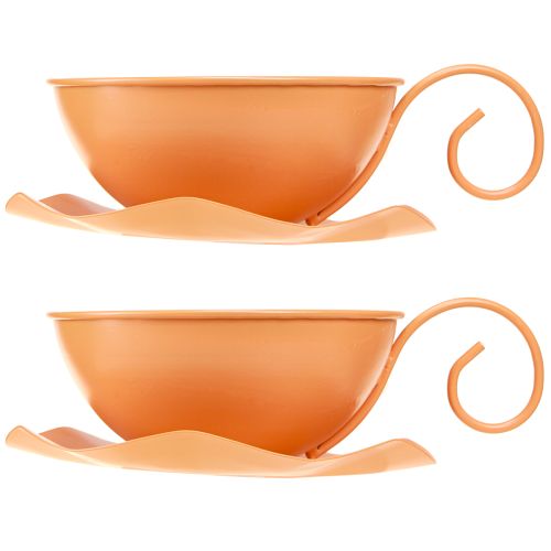Artikel Dekorkopp Ø16cm H9cm med tallrik metalldekor orange 2st