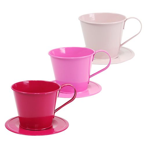 Floristik24 Dekorativ mugg med basrosa blandad Ø11.5cm H10cm 8st