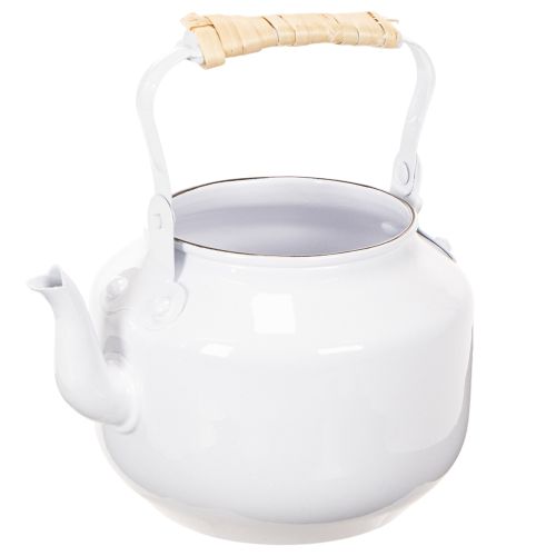 Dekorativ tekanna, planteringslåda, metall, vit, shabby chic, Ø8,6 cm, H16 cm, vintage dekorativ blomkruka köpa | Floristik24.se