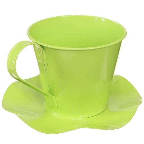 Artikel Dekorativ tekopp metall med tallrik ljusgrön Ø12 H10cm 8 st
