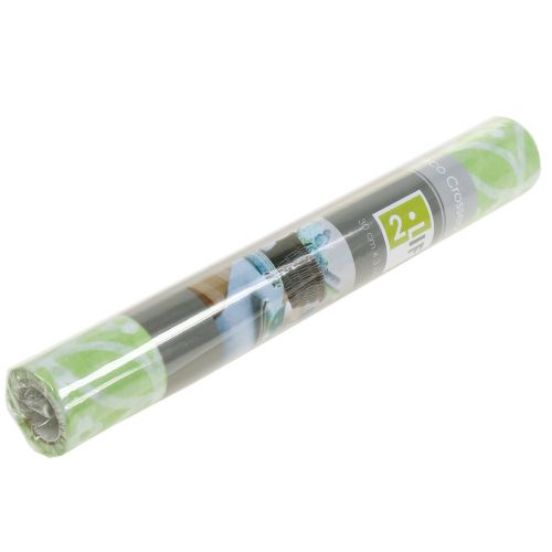 Floristik24 Dekorativt bordband med blommor ljusgrön 30 cm x 300 cm