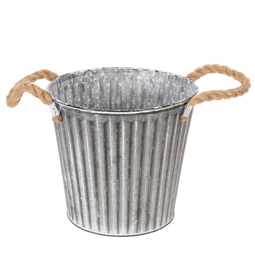 Dekorativ planteringskruka, metallkruka med handtag, metalldekoration shabby chic Ø21,5 cm köpa | Floristik24.se