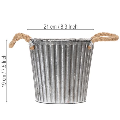 Dekorativ planteringskruka, metallkruka med handtag, metalldekoration shabby chic Ø21,5 cm | Floristik24.se