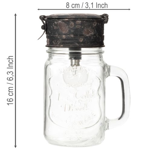 Dekorativt dricksglas med LED-lampa Ø8cm H16cm | Floristik24.se