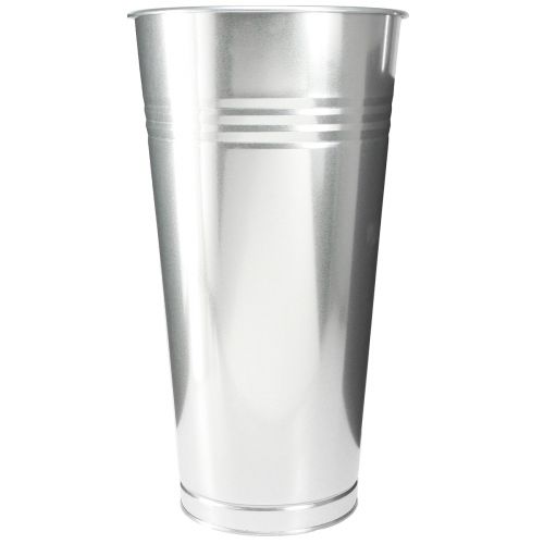 Artikel Dekorativ vas metall konisk golvvas silver H 49cm 18L
