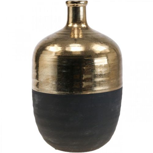 Artikel Dekorativ Vas Svart/Guld Keramik Vas Stor Ø21cm H37,5cm